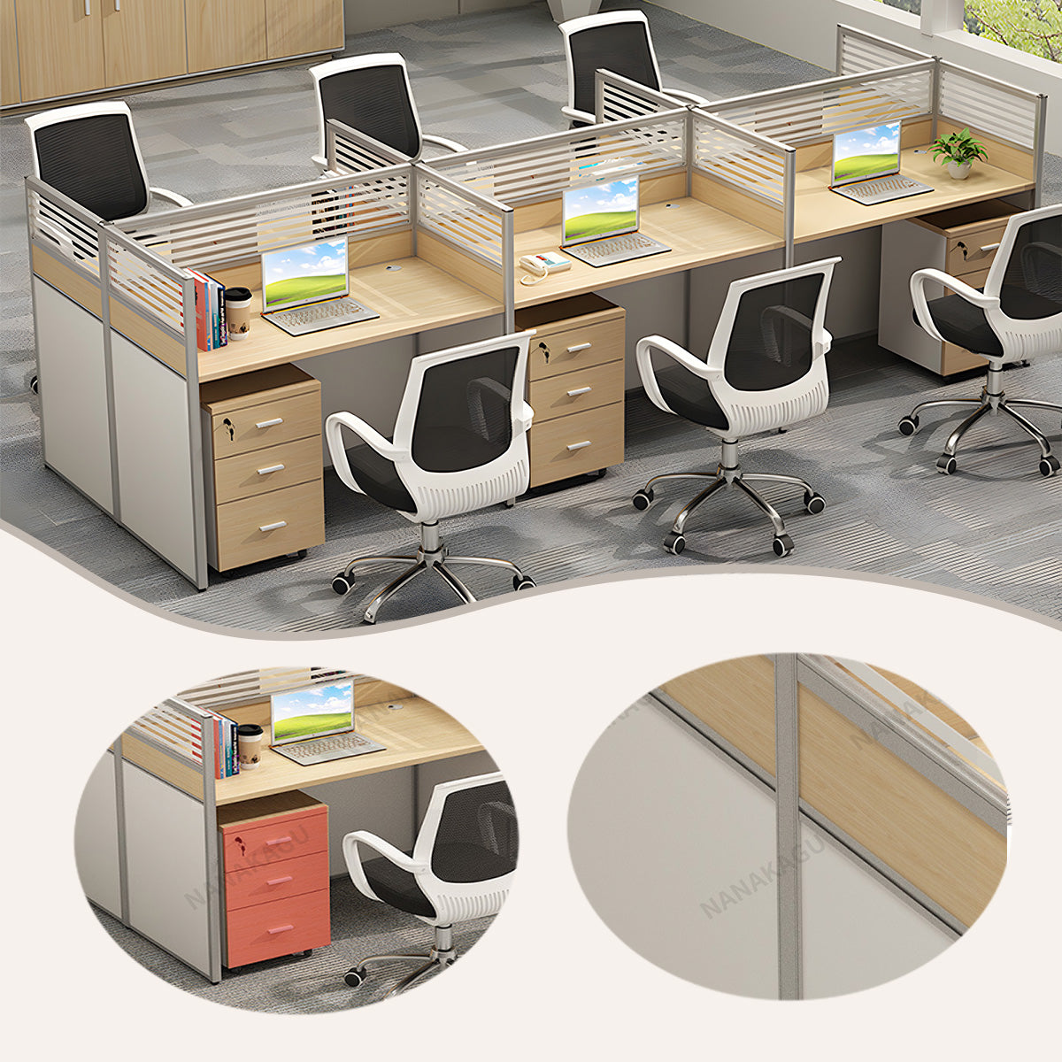 オフィスデスク デスク ワークデスク 配線穴キャップ パーティション ワゴン シンプル ウォールナット カスタマイズ可能 YGZ-N002