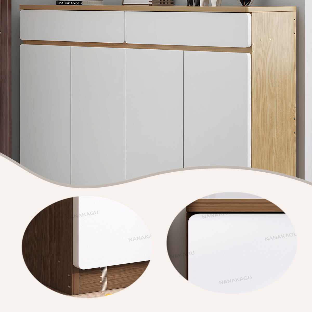 収納キャビネット 下駄箱 壁面収納 キャビネット 玄関用 リビング用 分類収納 扉付き収納 ナチュラル JYCWG-N008