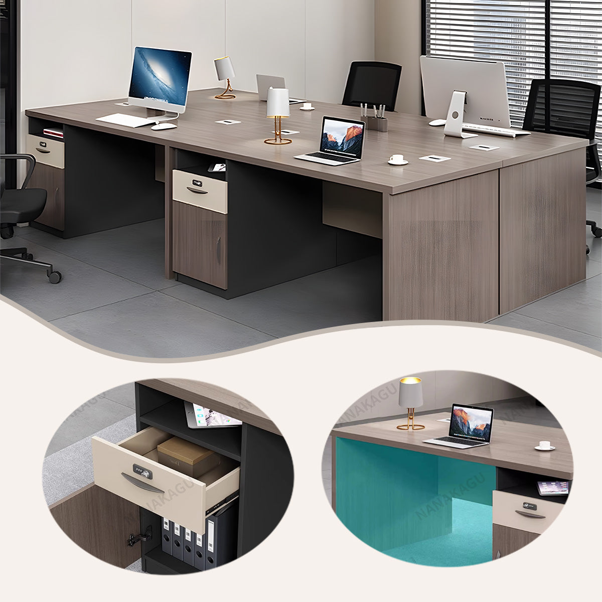 オフィスデスク 事務机 片袖デスク 役員デスク 配線ボックス ダイヤル錠 シンプル 快適 ウォールナット カスタマイズ可能 YGZ-N010