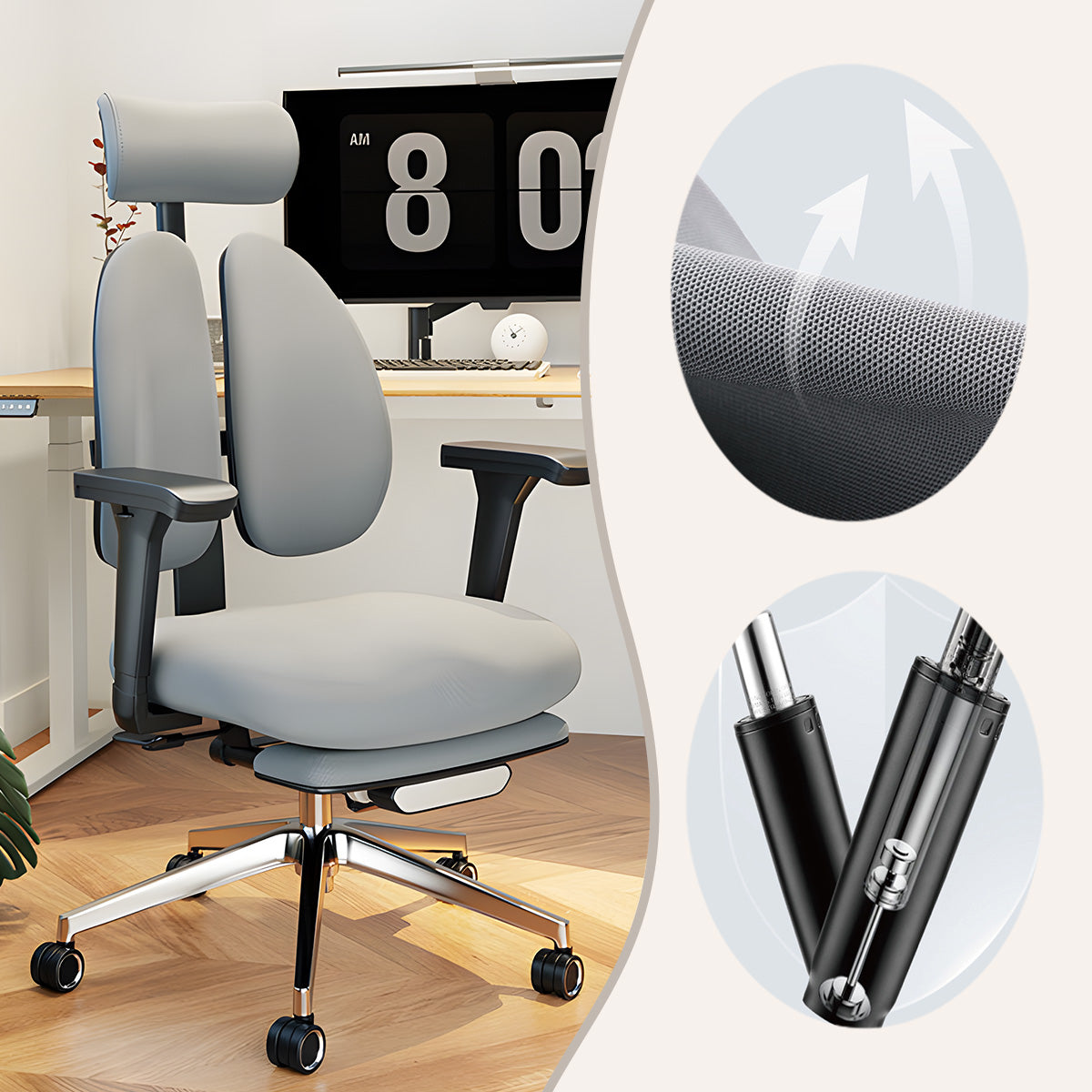 オフィスチェア ゲーミングチェア 作業椅子 事務用 アームレスト リクライニング機能 ヘッドレスト モダン ブラック BGY-N039