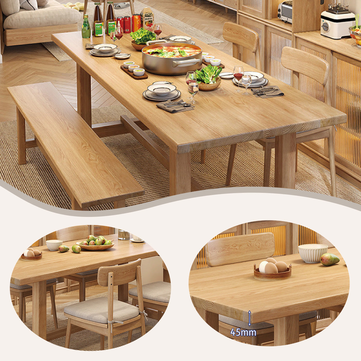 ダイニングテーブル リビングテーブル 長方形 食事用 無垢材 シンプル おしゃれ ライトウォールナット カスタマイズ可能 CZ-N023