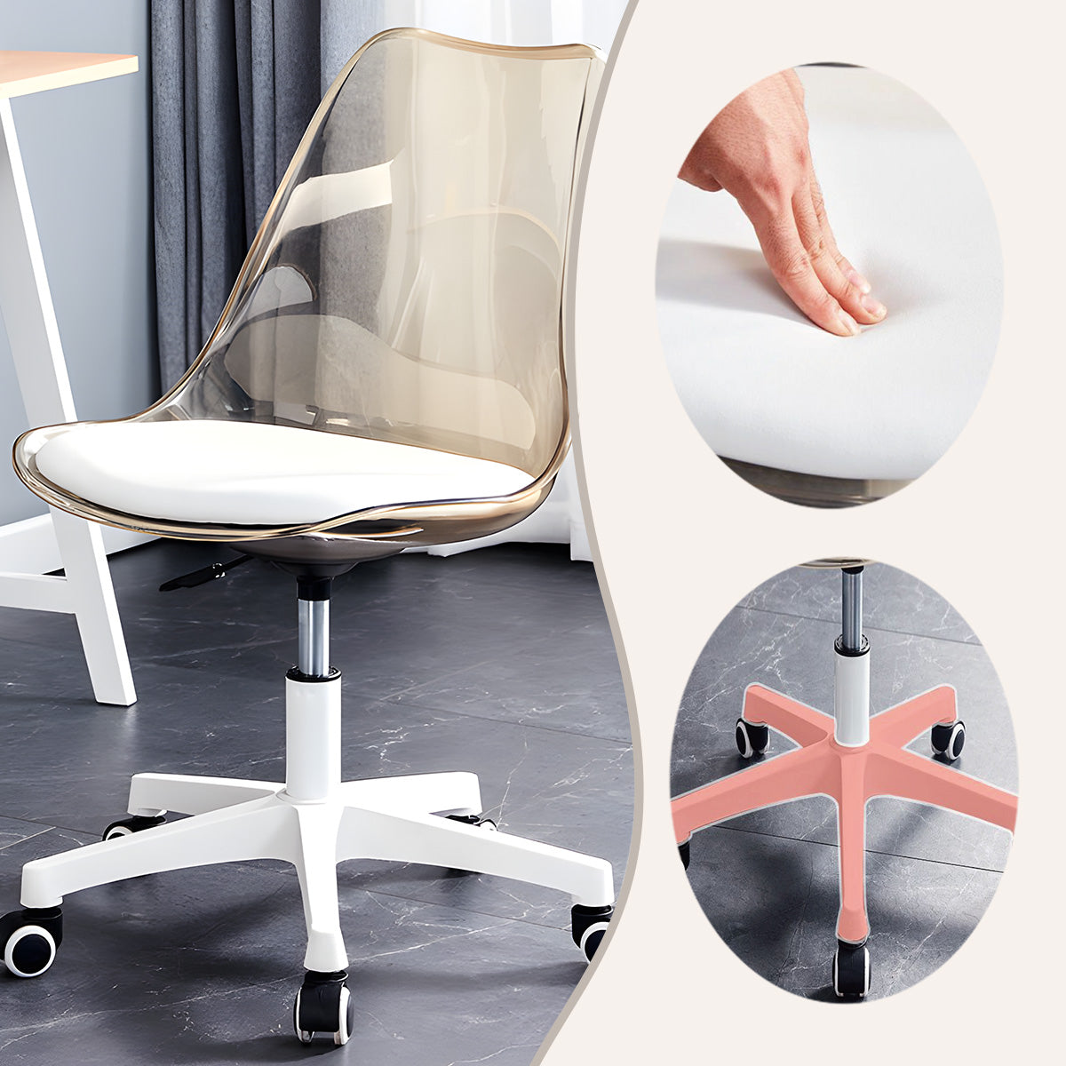 回転チェア ワーキングチェア オフィスチェア 事務椅子 作業チェア 事務用 役員用 オフィス用 弧状背もたれ 透明感 フィット感 シンプル おしゃれ ブルー BGY-N048