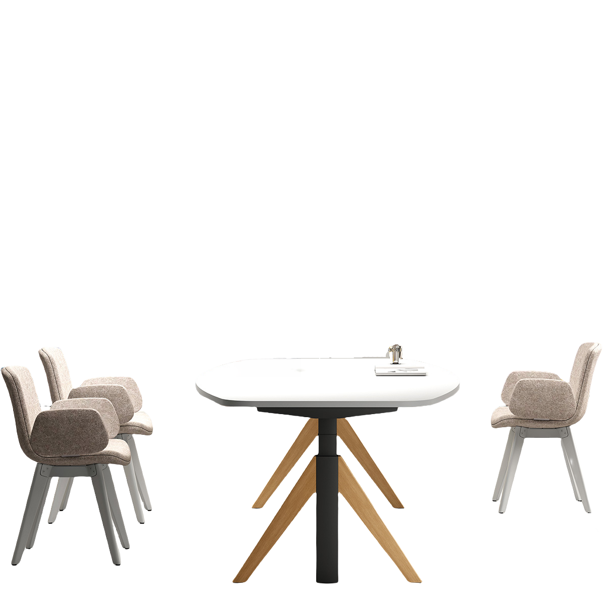 会議テーブル 事務机 ミーティングテーブル 昇降テーブル 商談テーブル 会議室用 事務用 商談用 安定性のある脚 広々とした天板 エコ素材 エッジシーリング処理 R加工 機能性 洗練 おしゃれ ホワイト カスタマイズ可能 HYZ-YDD-N004