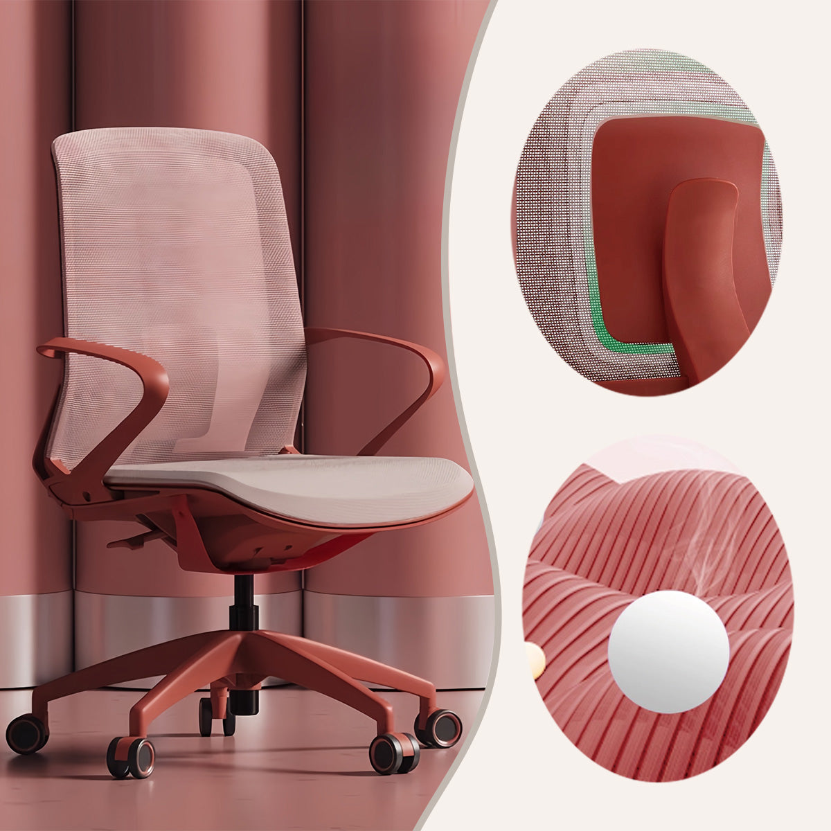 ワーキングチェア オフィスチェア 作業椅子 人間工学 メッシュ生地 リクライニング機能 多機能 高品質 モダン ブラック BGY-N033