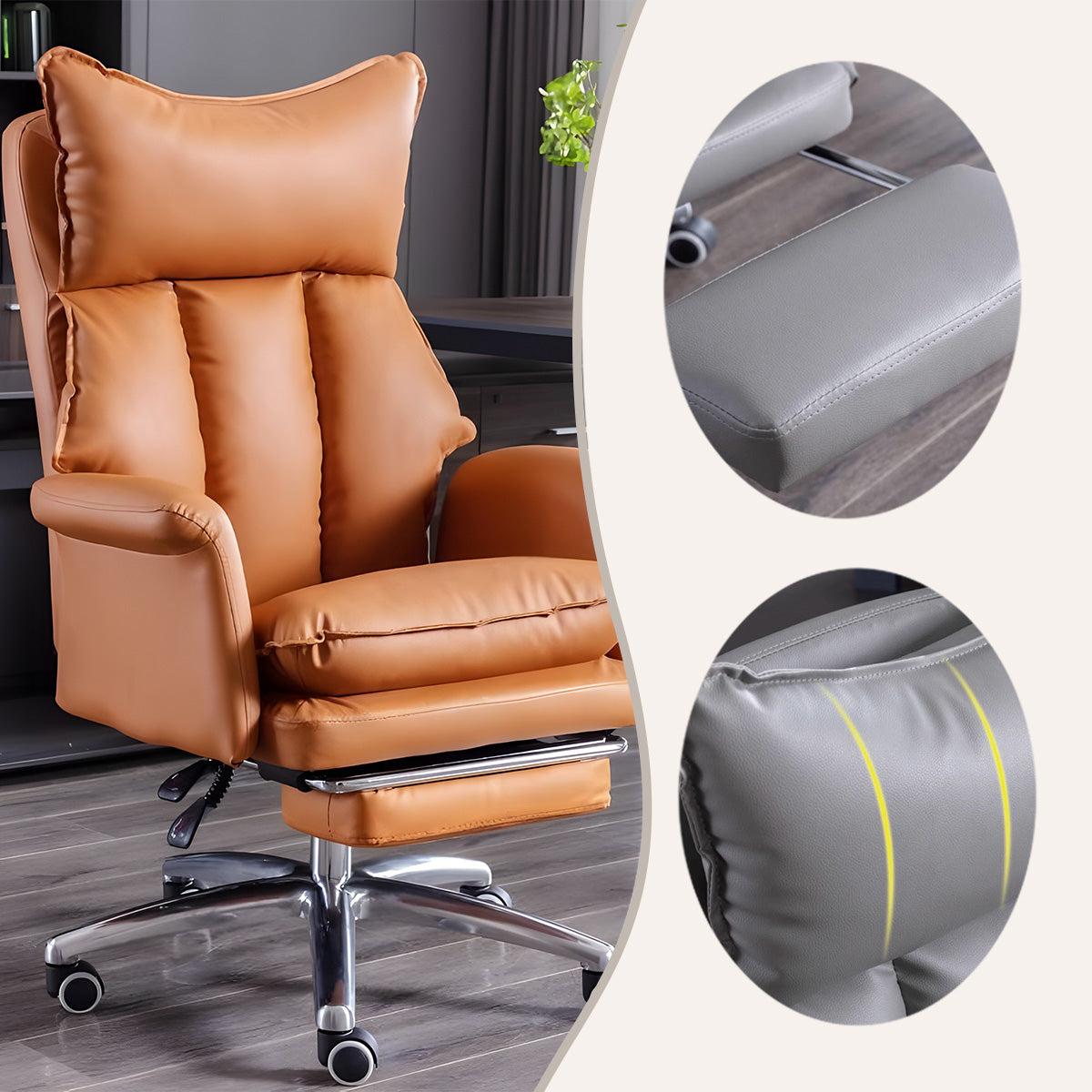 オフィスチェア エグゼクティブチェア フットレスト ヘットレスト キャスター付き ロッキング スタイリッシュ 高品質 LBY-N038