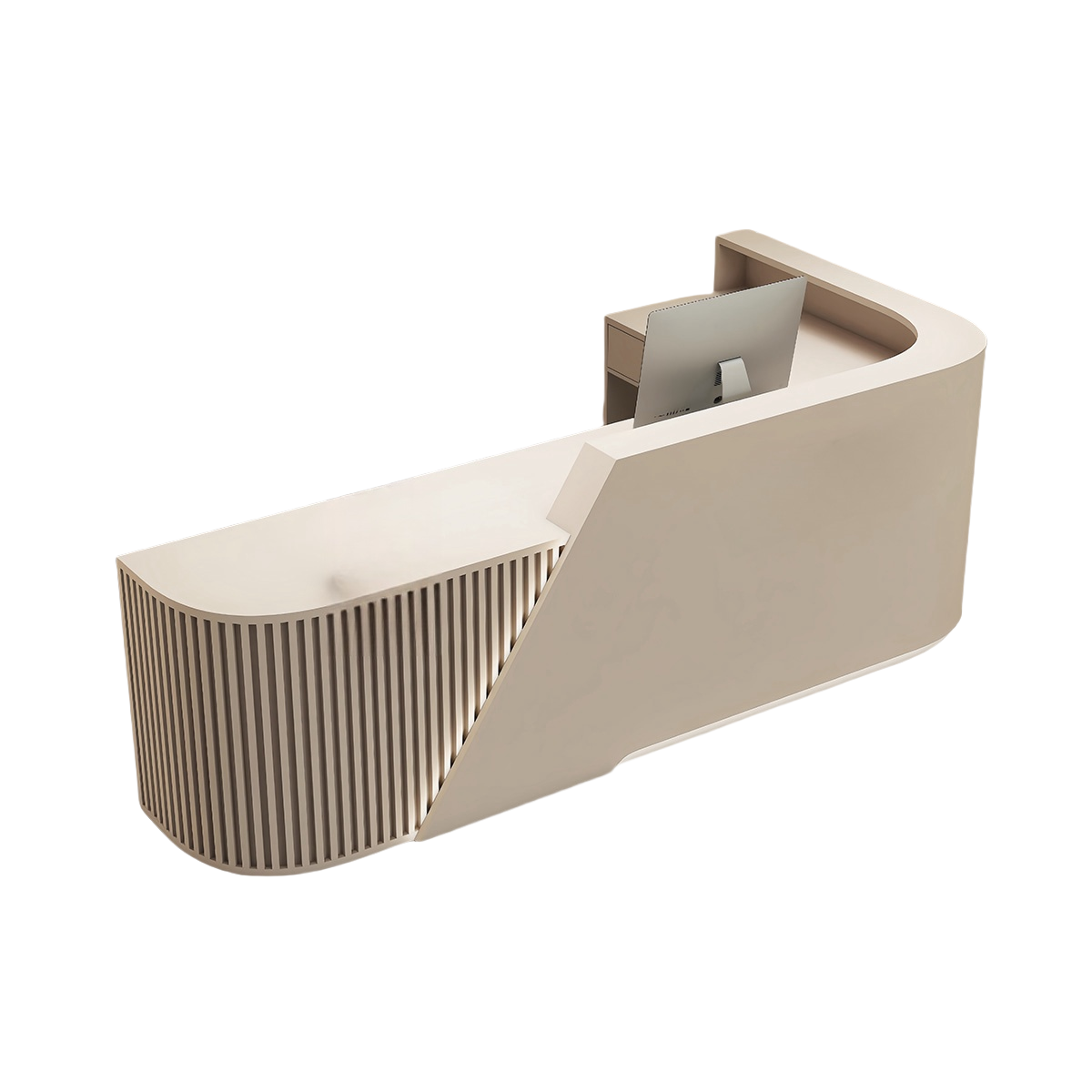 受付カウンター レジカウンター フロント 受付台 店舗用 サロン 引き出し 洗練 ベージュ カスタマイズ可能 JDQT-BODS-N002