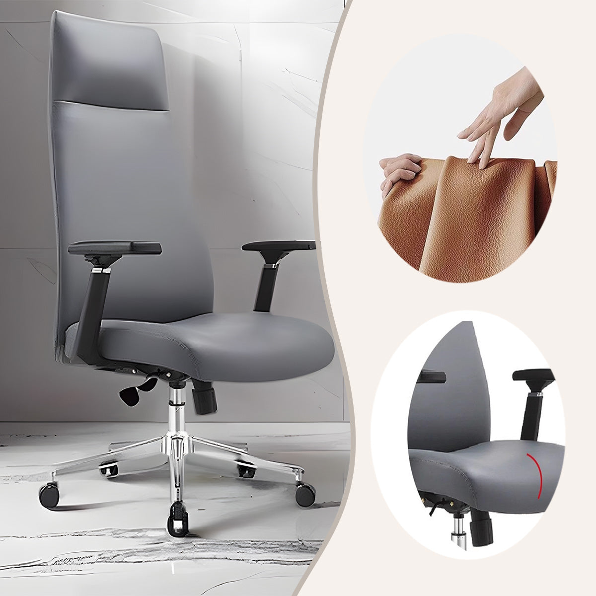 オフィスチェア 事務椅子 エグゼクティブチェア ハイバック 回転可能 ロッキング 高品質 洗練 ブラック カスタマイズ可能 LBY-N035