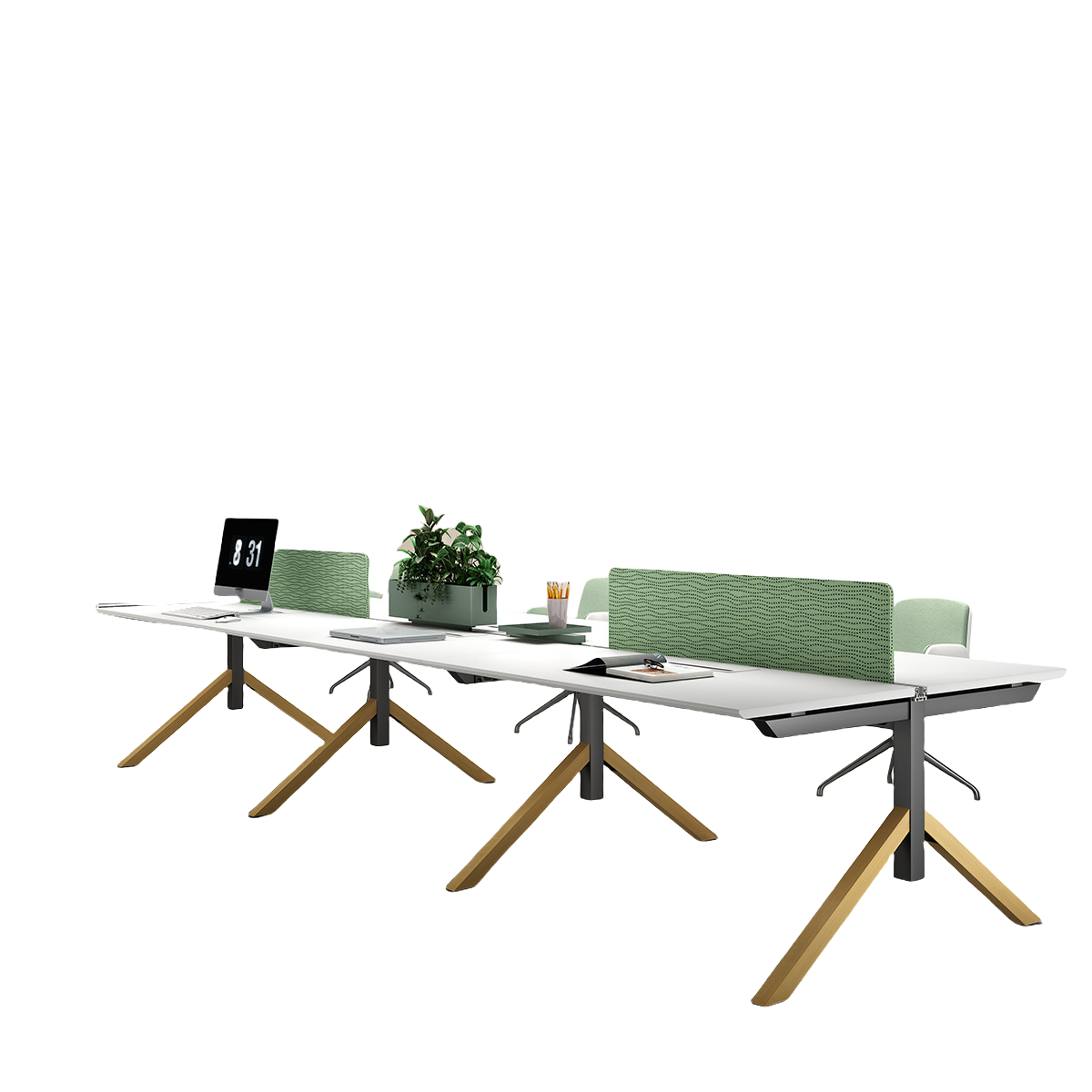 オフィスデスク 役員デスク 大型デスク パソコンデスク 仕事用 作業用 事務用 丈夫な脚 仕切りパネル 広い天板 八字型構造 下肢空間 耐荷重 安定性 おしゃれ 洗練 ナチュラル カスタマイズ可能 YGZ-YDD-N006