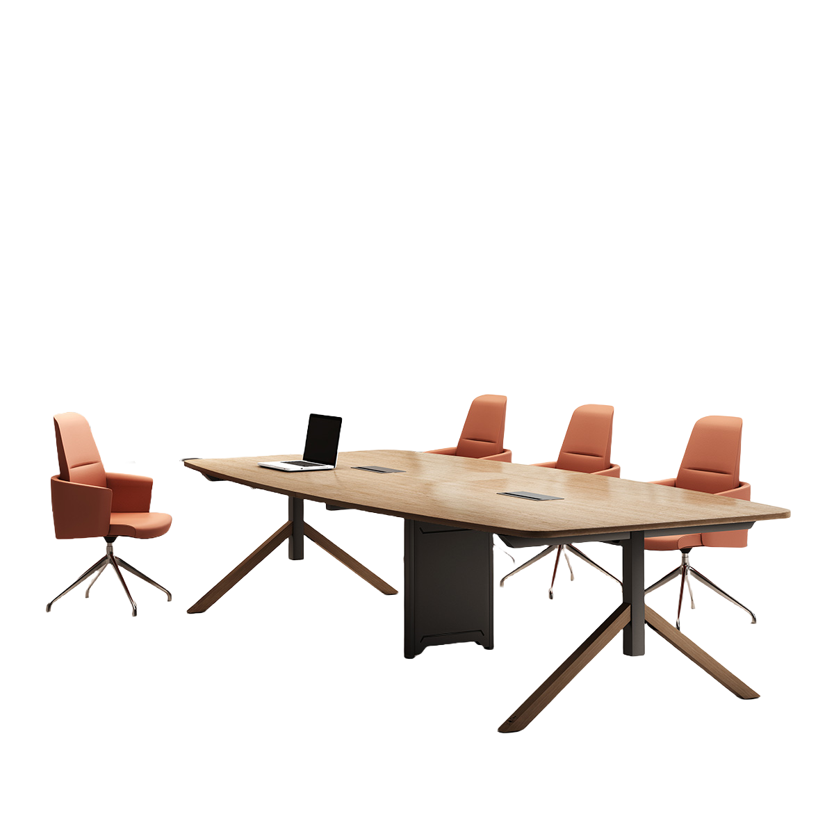 会議テーブル 事務机 ミーティングテーブル 大型テーブル 商談テーブル 会議室用 事務用 商談用 安定性のある脚 広々とした天板 エコ素材 配線ボックス付き R加工 高品質 洗練 おしゃれ ナチュラル カスタマイズ可能 HYZ-YDD-N003