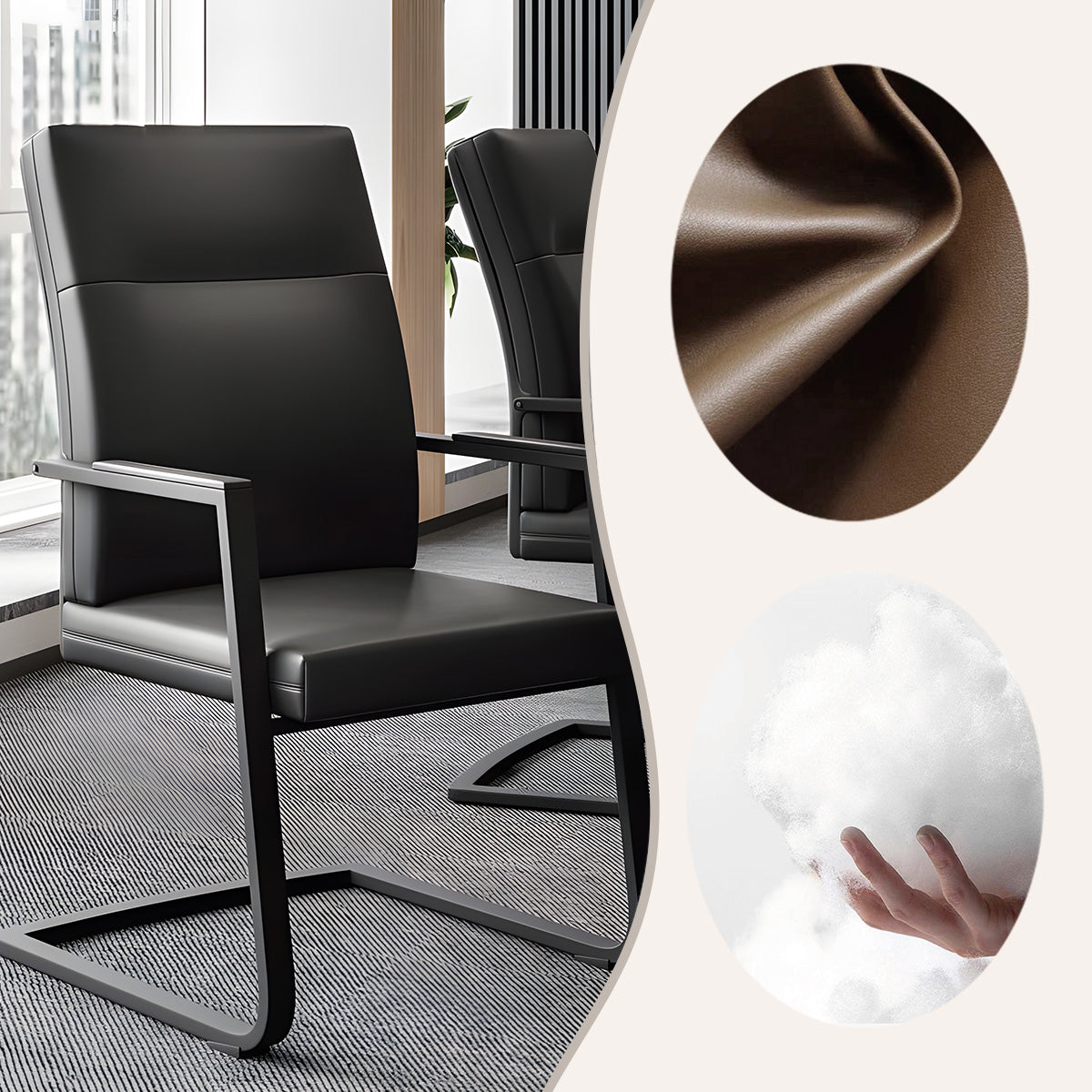 ワーキングチェア オフィスチェア 作業椅子 フィット感 ループ脚 安定感 シンプル モダン ブラック カスタマイズ可能 BGY-N034