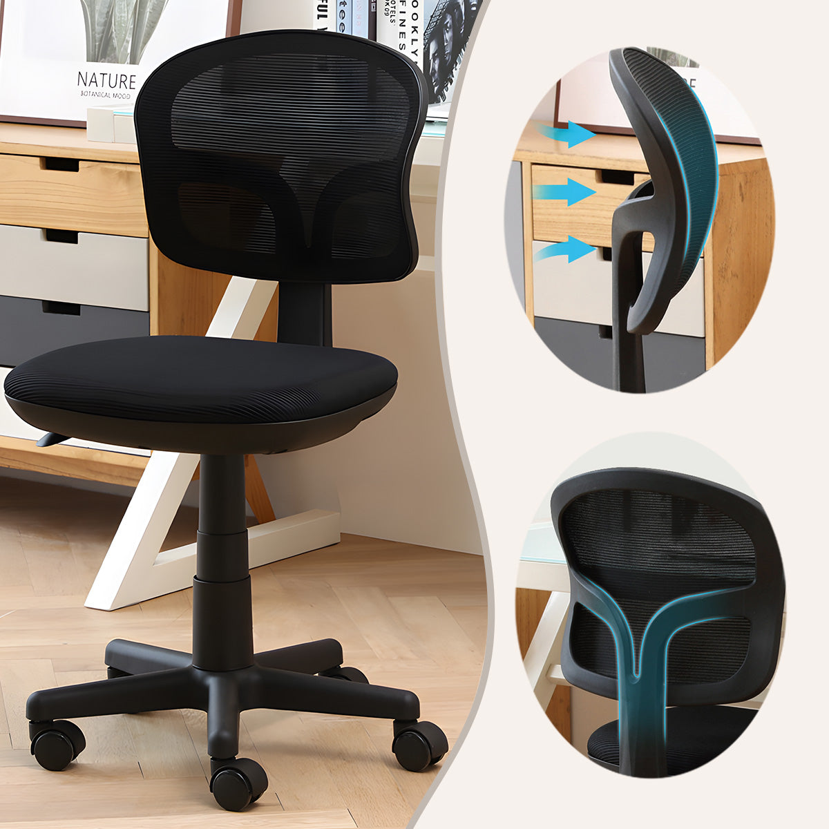 回転チェア,勉強チェア,PCチェア,キャスター,省スペース,メッシュ生地