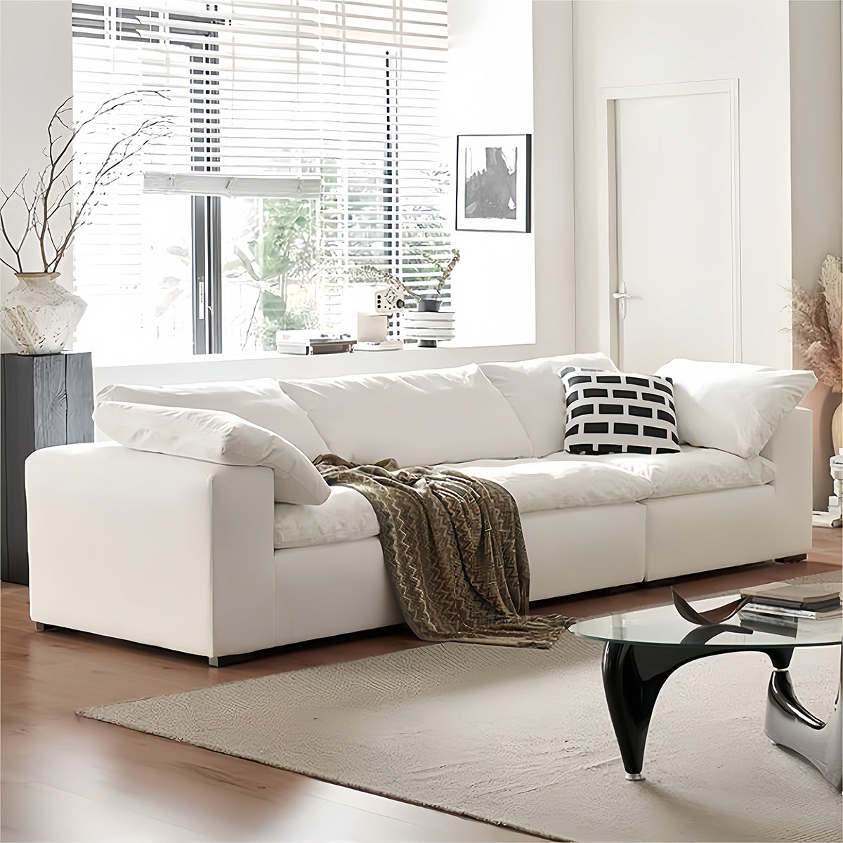 リビングソファ ロータイプ 在宅用 2人掛け 3人掛け 取り外す 人間工学 柔らかい 快適 ホワイト カスタマイズ可能 JYSF-N007