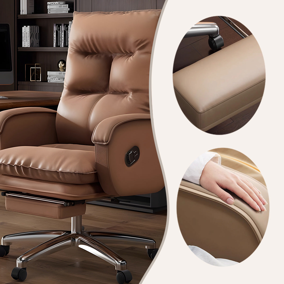 プレジデントチェア ワーキングチェア オフィスチェア ワークチェア ロッキング機能 フットレスト 高級感 ダークブラウン BGY-N061