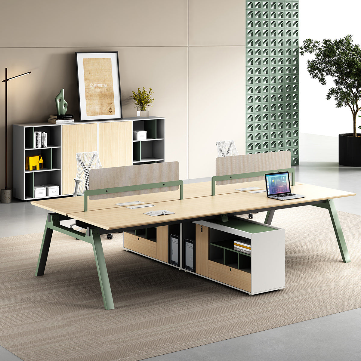 オフィスデスク ワークデスク 仕事机 パソコンデスク 仕事用 作業用 事務用 丈夫な脚 仕切りパネル PC用収納スペース キャビネット付き 幕板付き 耐荷重 大容量 洗練 スタイリッシュ ナチュラル カスタマイズ可能 YGZ-YDD-N004