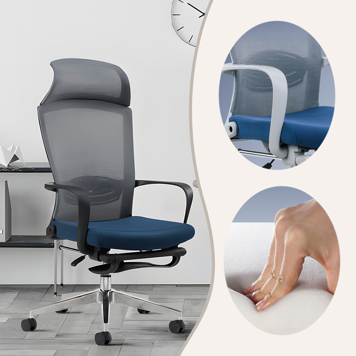 ワーキングチェア オフィスチェア 事務椅子 メッシュ生地 リクライニング 昇降 通気性 肘掛け ブラック カスタマイズ可能 BGY-N043