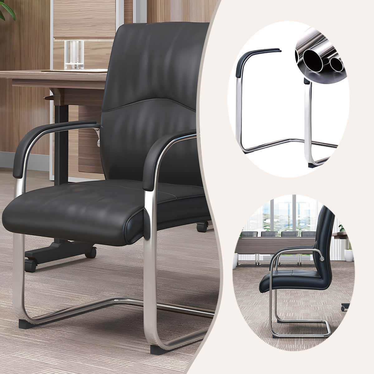 ワーキングチェア オフィスチェア 事務椅子 人間工学 スチール脚 キャップ付き 通気性 シンプル 高級感 ブラック BGY-N055