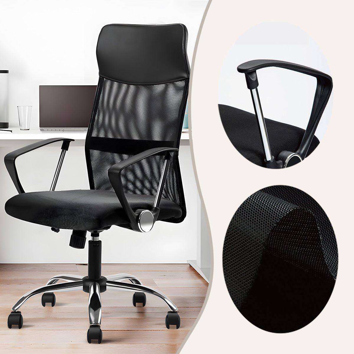 デスクチェア オフィスチェア 事務用 社員用 人間工学 メッシュ生地 リクライニング機能 モダン シンプル ブラック BGY-N031