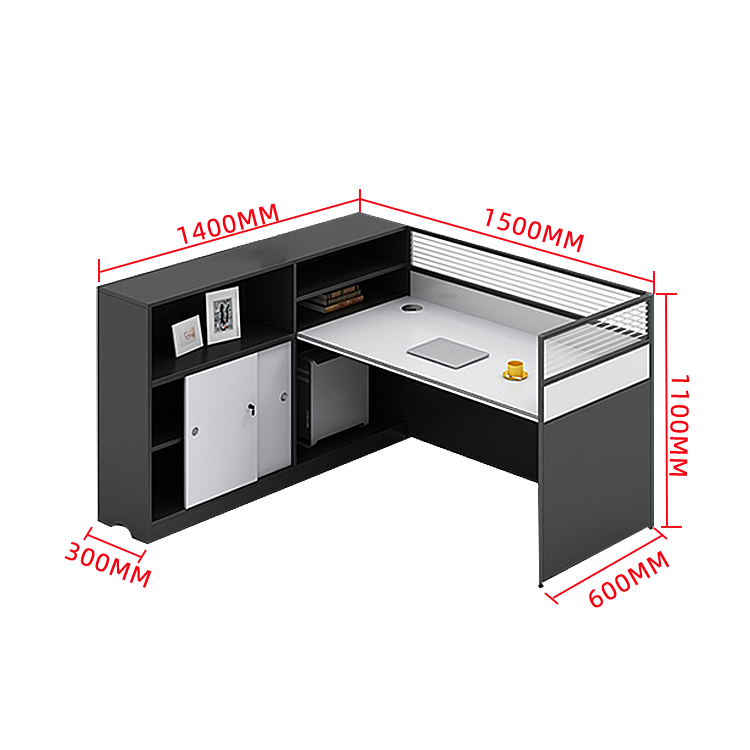 オフィスデスク 事務机 ワークデスク 収納棚 配線穴 大容量収納 厚手 高品質 シンプル 快適 グレー カスタマイズ可能 YGZ-N014