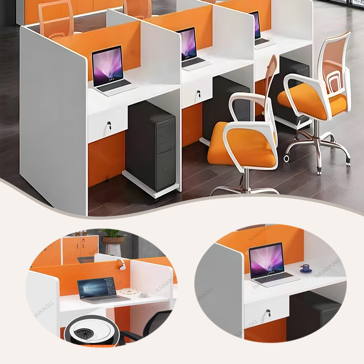 オフィスデスク 事務机 ワークデスク 役員用 仕切りパネル 配線穴 厚手 シンプル モダン オレンジ カスタマイズ可能 YGZ-N022