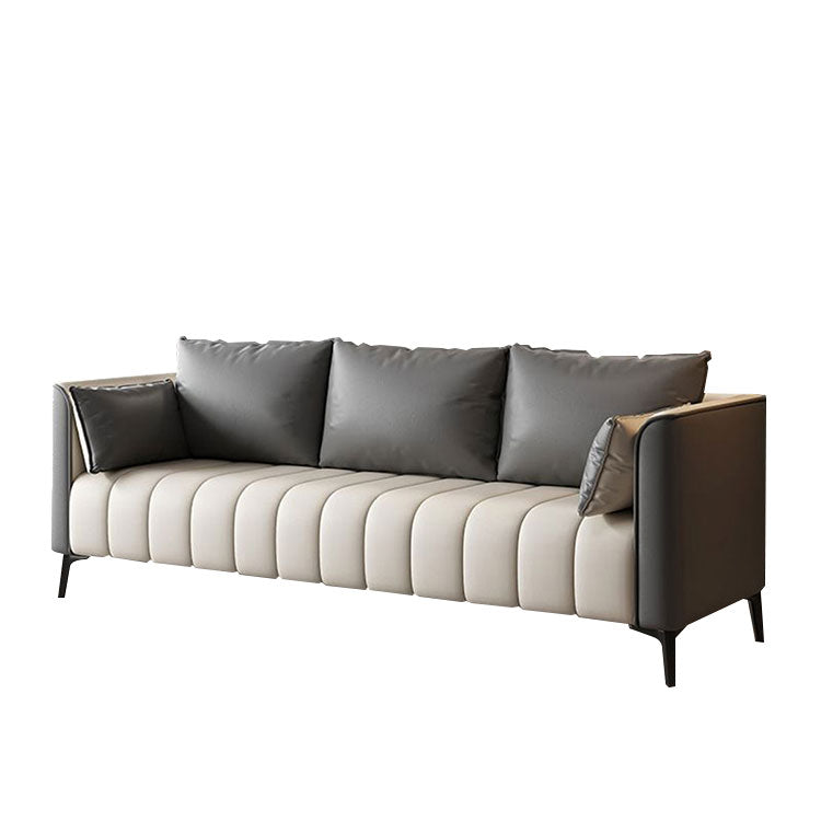 レザーソファー 応接ソファ  応接セット 受付ソファー 3人掛け 無垢材フレーム 柔軟性 シンプル ダークグレー JDSF-N001