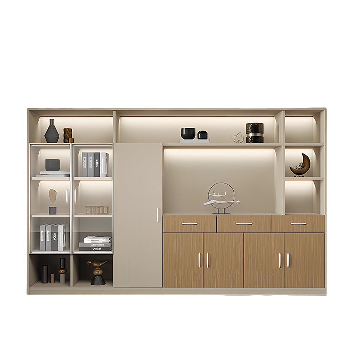 オフィスキャビネット ディスプレイラック 収納棚 オープン収納 多目的 大容量収納 厚手 カーキ カスタマイズ可能 BGCWG-N040