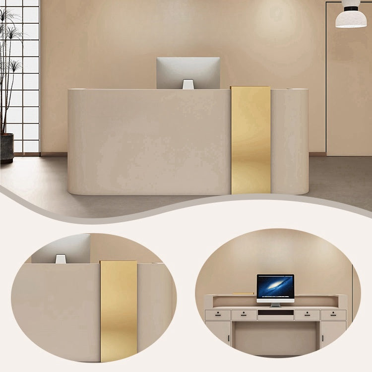 受付カウンター レジカウンター エントランス受付 サロン 扉付き収納 大容量 ベージュ カスタマイズ可能 JDQT-BODS-N016