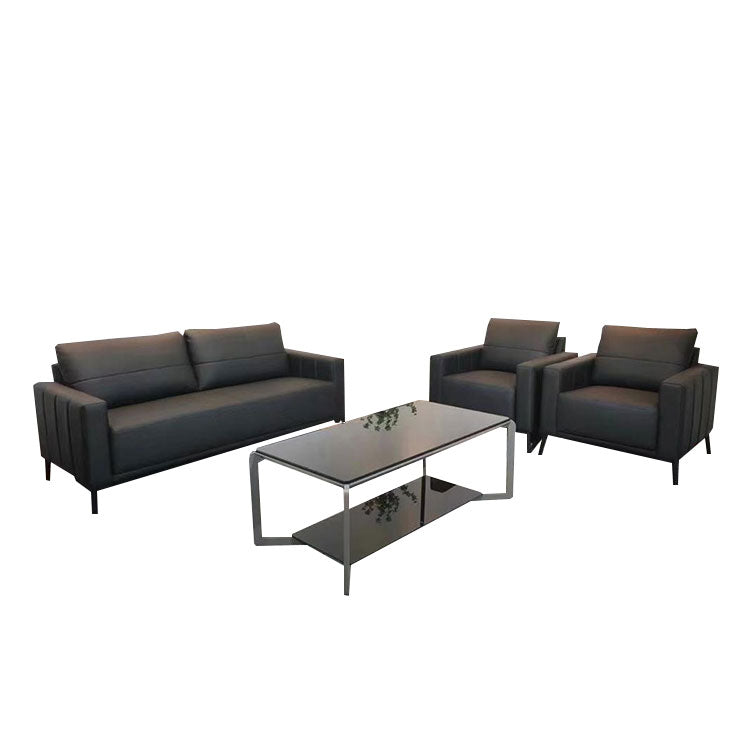 応接セット オフィスソファー 受付ソファー 1人掛け 3人掛け 応接用 休憩室 無垢材フレーム 通気性 洗練 ブラック JDSF-N003