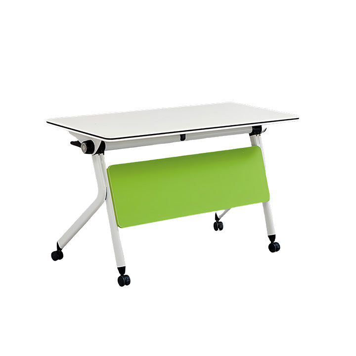 会議テーブル 中型会議テーブル ミーティングテーブル 折りたたみ可能なテーブル 会議室用 事務用 商談用 収納棚 キャスター 折りたたみ コンパクト 幕板付き 便利 丈夫 シンプル ホワイト カスタマイズ可能 HYZ-N038