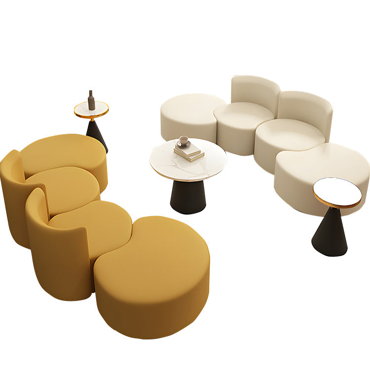 レザーソファー ロータイプ 応接セット 1人掛け 相談用 図書室 組み合わせ シンプル ベージュ カスタマイズ可能 JDSF-N016