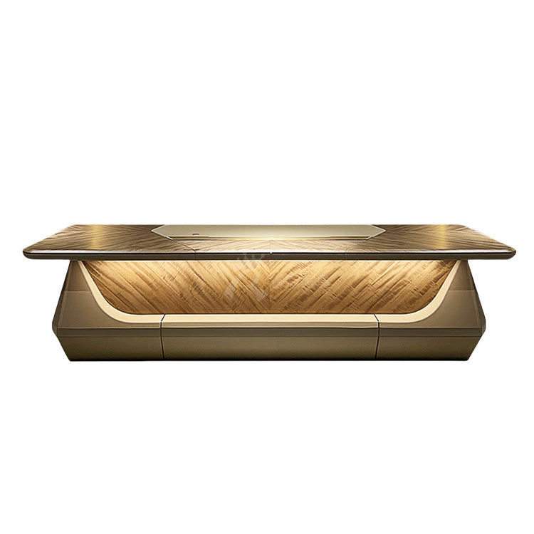 エグゼクティブデスク オフィスデスク 作業机 社長デスク センサーライト付き 厚手 高荷重性 ブラウン カスタマイズ可能 LBZ-N075