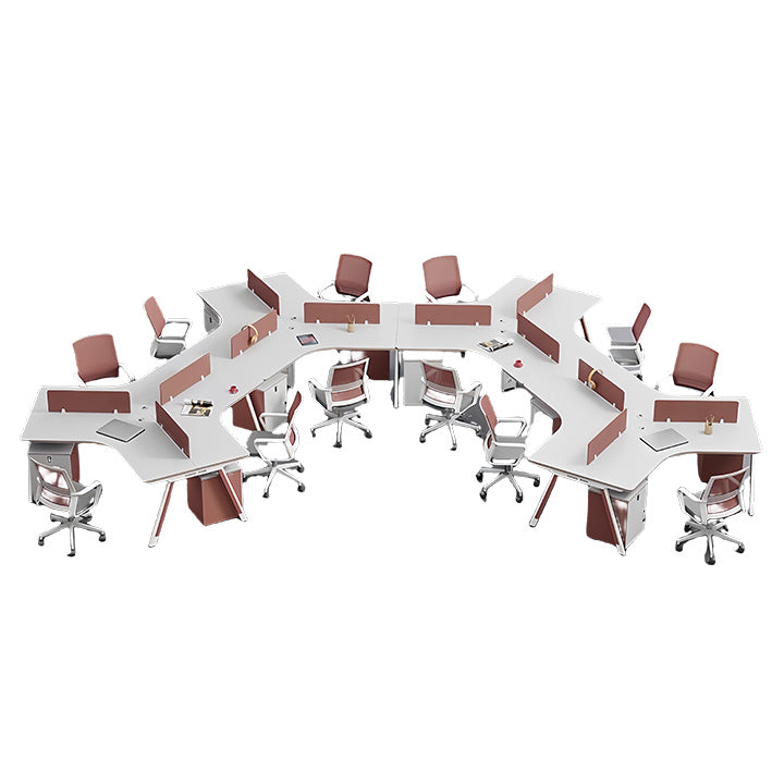 オフィスデスク 変形デスク 事務机 多人用 配線穴 スチールフレーム ダイヤル錠 シンプル ウォールナット カスタマイズ可能 YGZ-N034