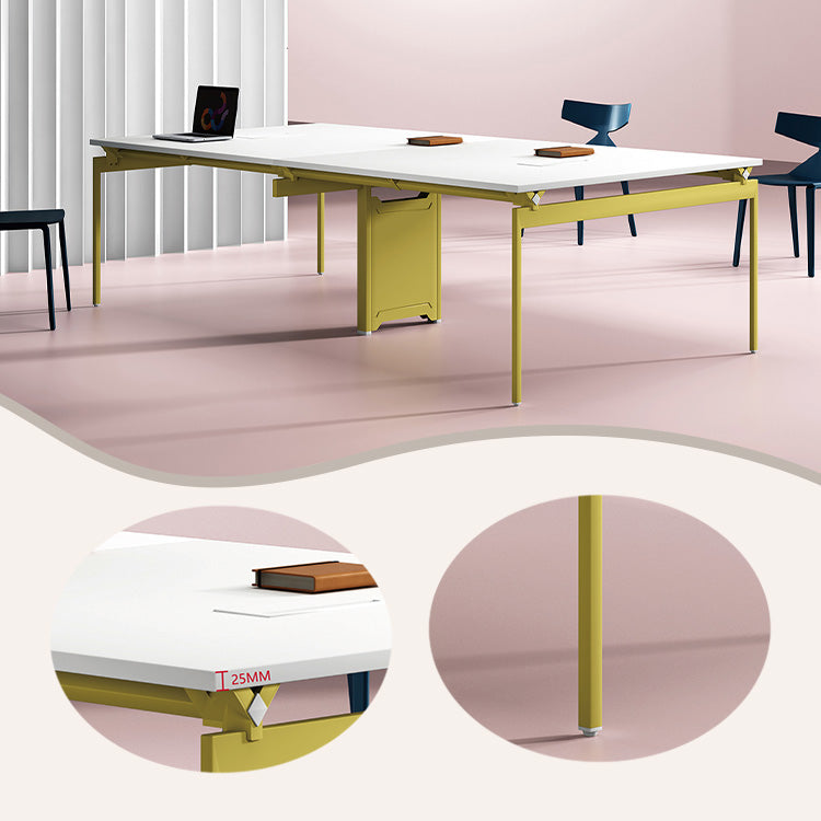 会議テーブル 事務机 ミーティングテーブル ワークテーブル 商談テーブル 会議室用 事務用 商談用 丈夫な脚部 広々とした天板 エコ素材 アジャスター付き エッジ加工 高品質 洗練 シンプル イエロー カスタマイズ可能 HYZ-YDD-N001