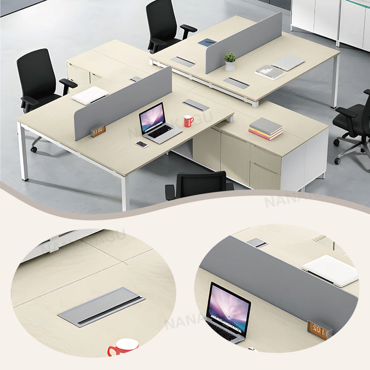 オフィスデスク 収納付きデスク 大型デスク パソコンデスク 仕事用 作業用 事務用 丈夫な脚 仕切りパネル 配線ボックス 広い天板 エッジ加工 耐荷重 洗練 おしゃれ ナチュラル カスタマイズ可能 YGZ-BCT-N003