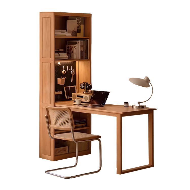 勉強机 学習デスク 作業デスク 木製デスク 配線孔 サイド収納ラック 本棚付き 大容量収納 シンプル 洗練 ナチュラル XXZ-N011
