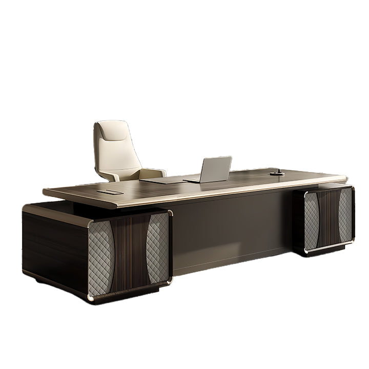 エグゼクティブデスク オフィスデスク 社長机 木目調 レザー 配線ボックス 大容量 ウォールナット 重役 カスタマイズ可能 LBZ-N067