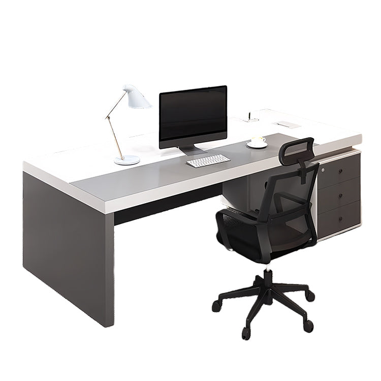 エグゼクティブデスク オフィスデスク デスク PC収納スペース 鍵付き引き出し 配線ボックス ホワイト カスタマイズ可能 LBZ-N036