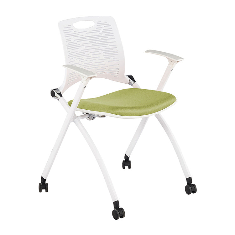 折りたたみチェア 会議椅子 研修会 会議用 スチールフレーム キャスター メモ台 省スペース オレンジ カスタマイズ可能 BGY-N006