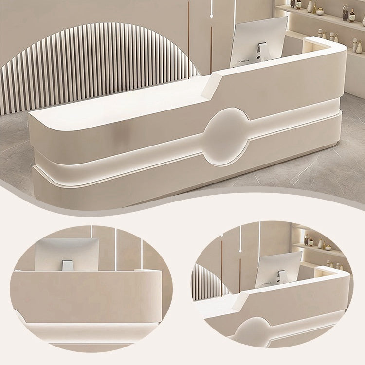 受付カウンター レジカウンター エントランス受付 店舗用 サロン 大容量収納 ベージュ カスタマイズ可能 JDQT-BODS-N004