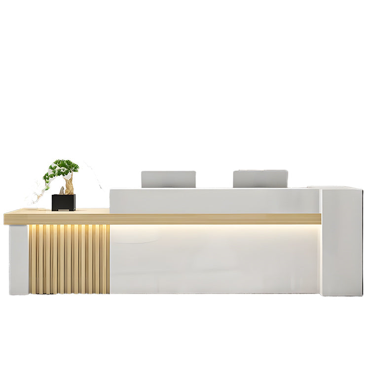 受付カウンター レジカウンター エントランス受付 鍵ロック 配線穴 LEDライト 高荷重 ナチュラル カスタマイズ可能 JDQT-N034