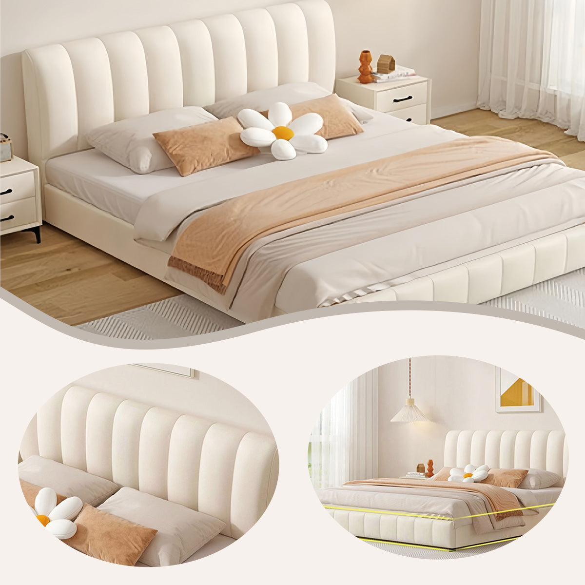 ベッド 木製のベッド すのこベッド セミダブルベッド 寝具 パイン材 人間工学 安定性 丈夫 快適 ベージュ BED-N007