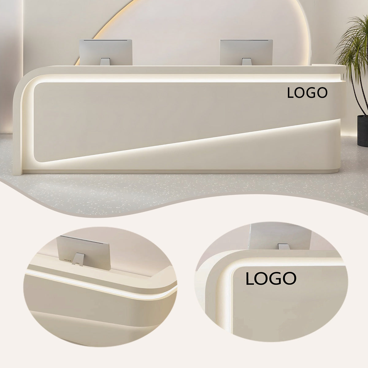 受付カウンター レジカウンター 大型 店舗用 引き出し 焼付塗装 大容量収納 グレー カスタマイズ可能 JDQT-BODS-N020