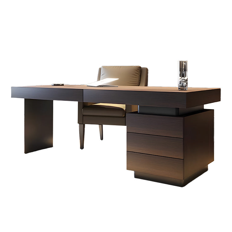 エグゼクティブデスク オフィスデスク 社長机 片袖机 木目調 引き出し収納 シンプル 洗練 ダークオーク カスタマイズ可能 LBZ-N059