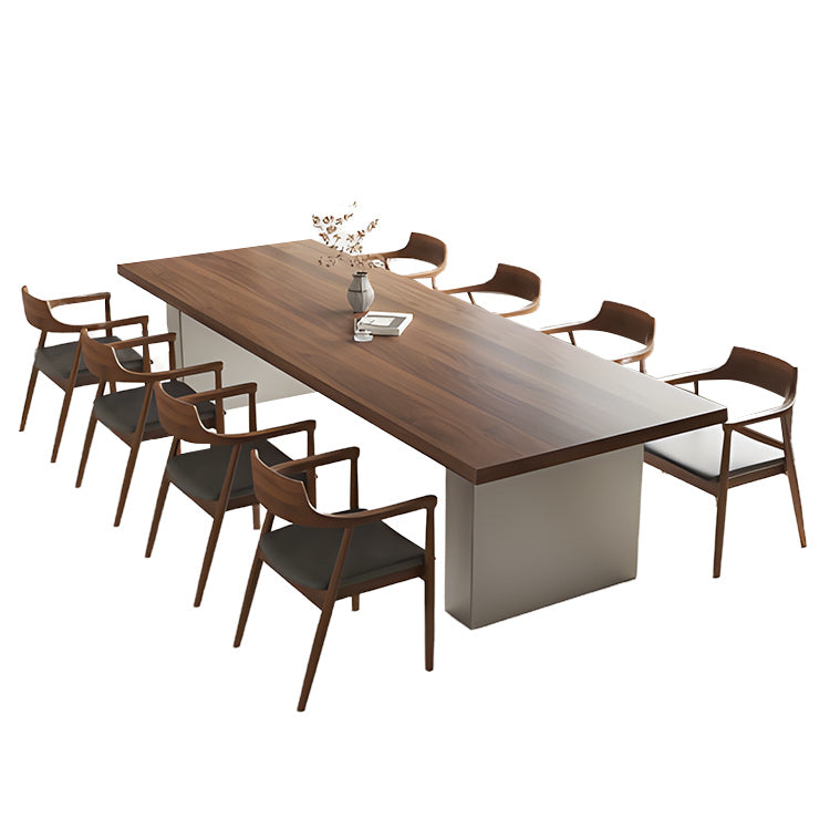 会議テーブルミーティングテーブル テーブル 会議室用 木目調 天然木 パイン材 厚重感 ウォールナット カスタマイズ可能 HYZ-N031