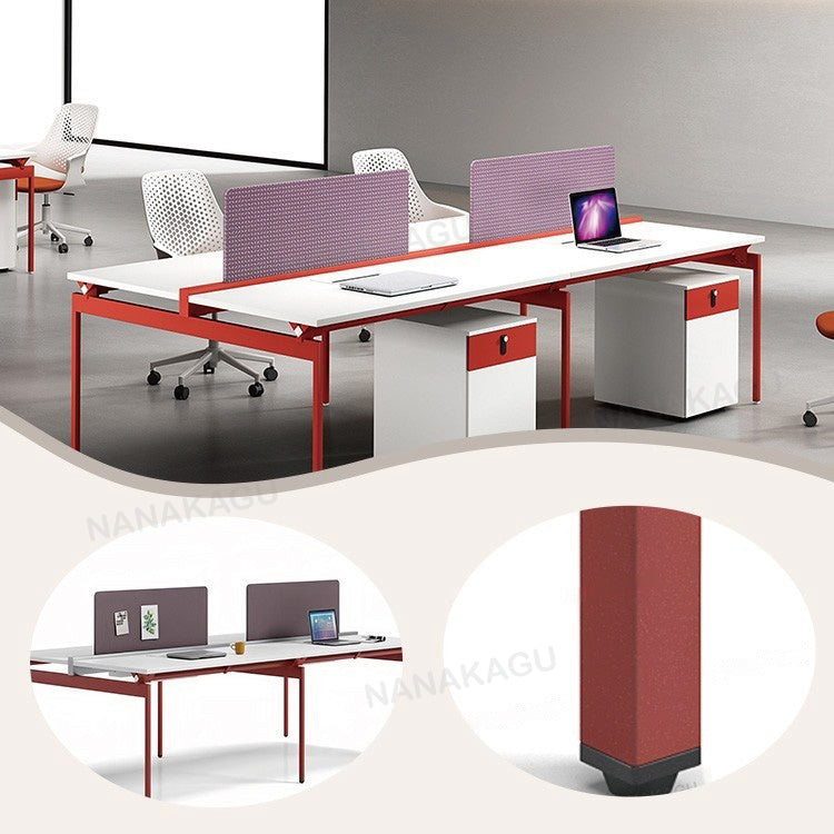 オフィスデスク 作業デスク 社員用デスク パソコンデスク 仕事用 作業用 事務用 丈夫なフレーム 仕切りパネル付き アジャスター付き 厚手の天板 広々とした天板 お手入れ簡単 耐荷重性 耐食性 シンプル モダン カスタマイズ可能 ホワイト YGZ-YDD-N001