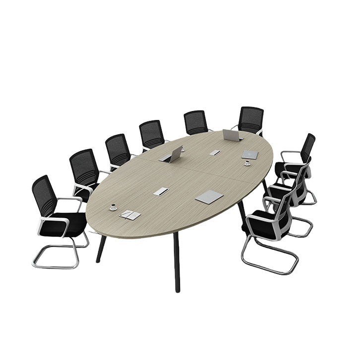 会議テーブル ミーティングテーブル 楕円形テーブル トレーニングテーブル スチールフレーム ウォールナット カスタマイズ可能 HYZ-N022