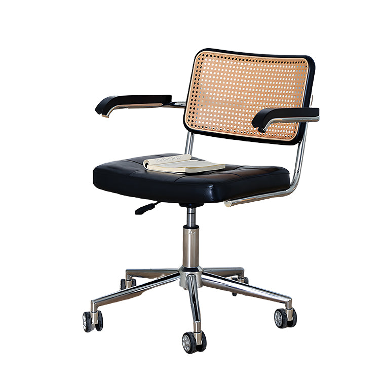 ワークチェア オフィスチェア 事務椅子 籐編みチェア キャスター付き 柔軟性 静音 機能性 洗練 スタイリッシュ ブラック BGY-N064