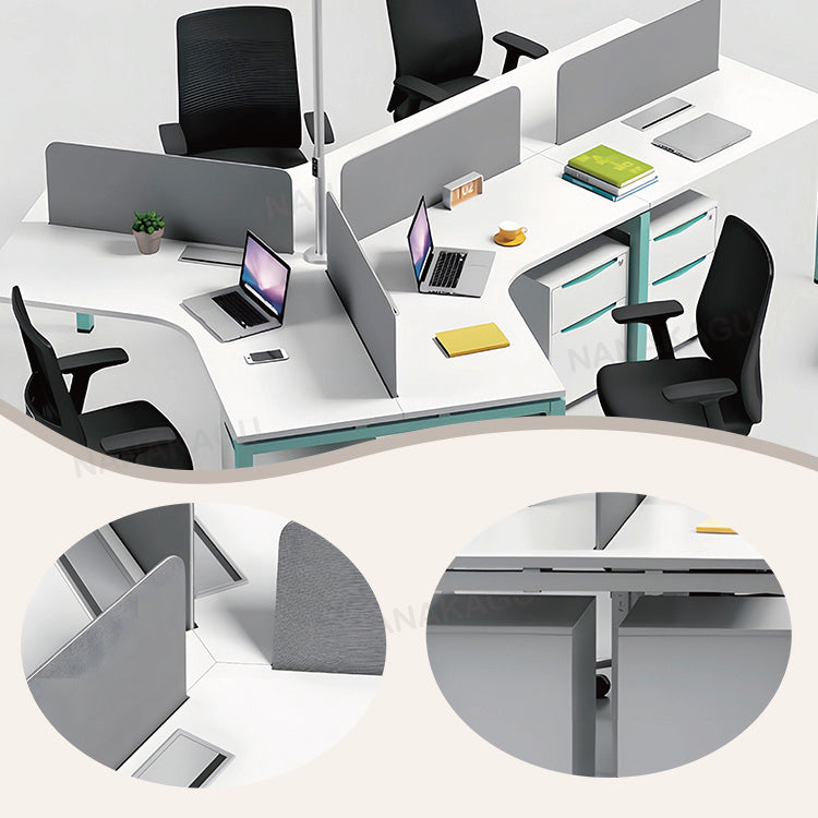 オフィスデスク 変形デスク 大型デスク パソコンデスク 仕事用 作業用 事務用 丈夫な脚 仕切りパネル 配線ボックス 広い天板 エッジ加工 耐荷重 洗練 スタイリッシュ ホワイト カスタマイズ可能 YGZ-BCT-N001