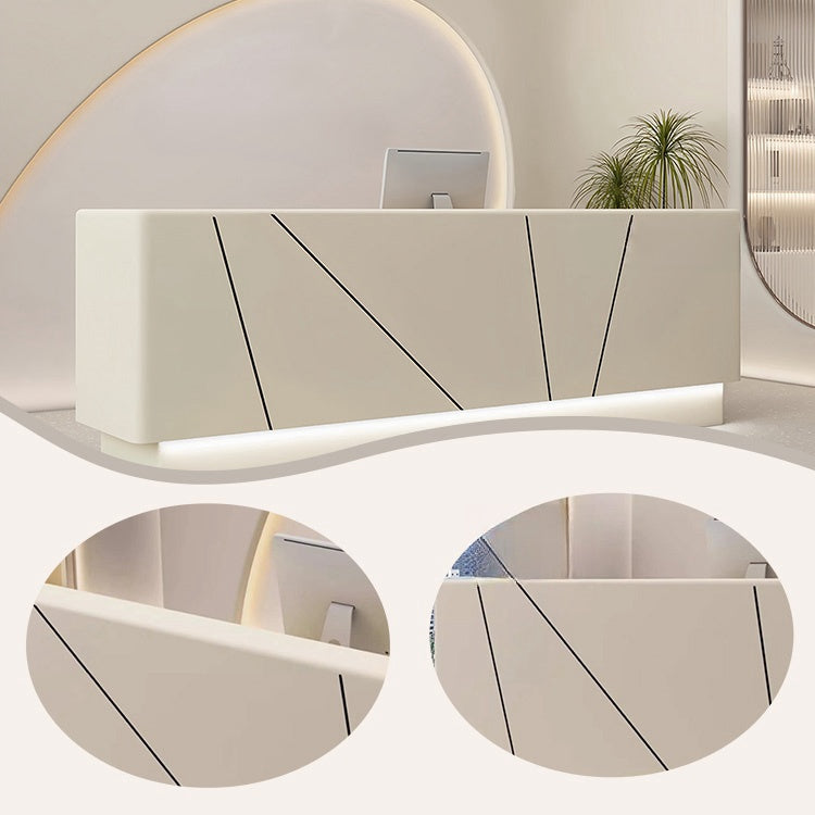 受付カウンター レジカウンター 受付台 大型カウンター サロン 大容量収納 エレガント ベージュ カスタマイズ可能 JDQT-BODS-N011