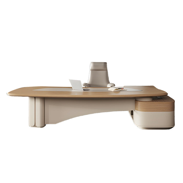 エグゼクティブデスク ワークデスク オフィスデスク R加工 ダイヤル錠 配線ボックス ウォールナット カスタマイズ可能 LBZ-N042