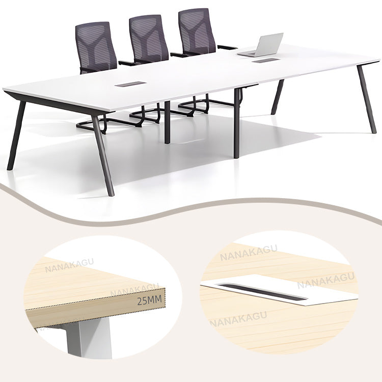 会議テーブル 作業テーブル ミーティングテーブル 大型テーブル 商談テーブル 会議室用 事務用 オフィス用 安定性のある脚 広々とした天板 配線ボックス付き 下肢空間 丈夫 シンプル おしゃれ ホワイト カスタマイズ可能 HYZ-YDD-N008